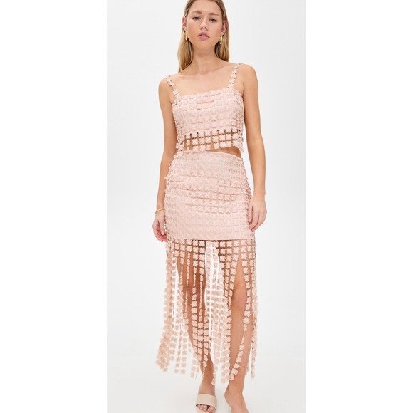 SAYLOR  ELIE Two-Piece Set Crop Top Maxi Skirt‎ Blush Pink Size L NWT - Picture 1 of 11